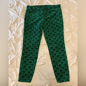 J. Crew Kelly Green Navy Bow Corduroy Toothpick Pants Size 32